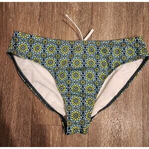 Title Nine Large High Waisted Bikini Bottoms Drawstring Swim Suit Floral